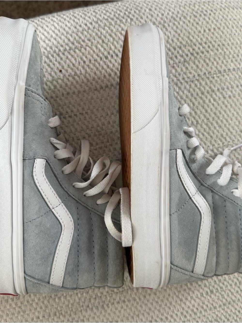 Vans  women’s Light Gray and White Sk8-Hi Suede Sneakers - Picture 6 of 6
